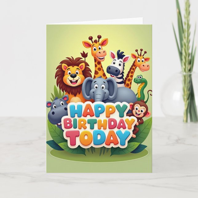 Wild Animal Birthday Card (Front)