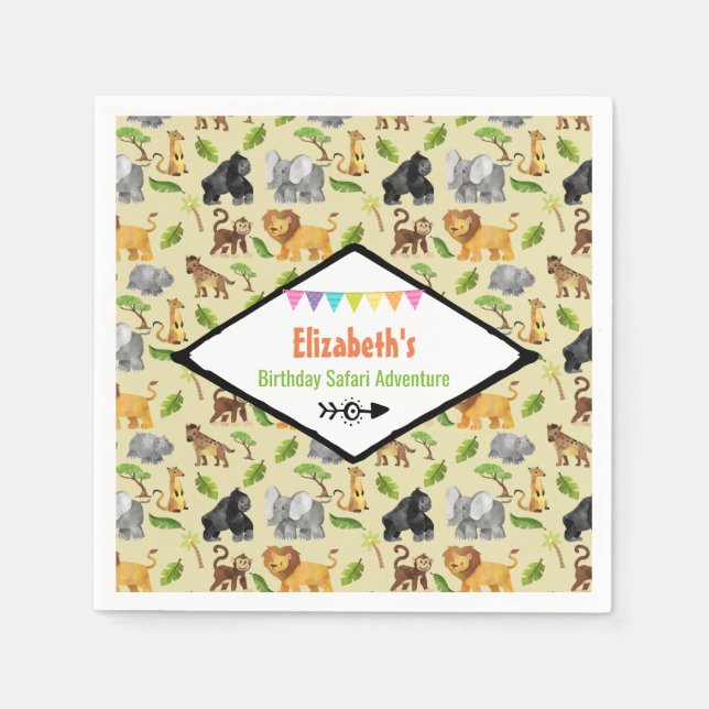 Wild Animal Birthday Safari Adventure Napkin (Front)