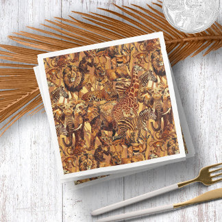 Wild Animal Collage Safari Bachelorette ID1149 Napkin