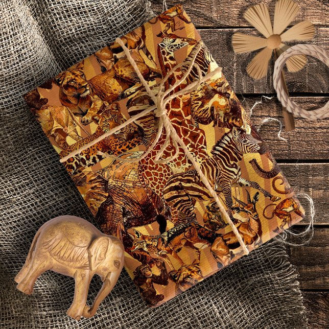 Wild Animal Collage Safari ID1149 Wrapping Paper (Creator Uploaded)