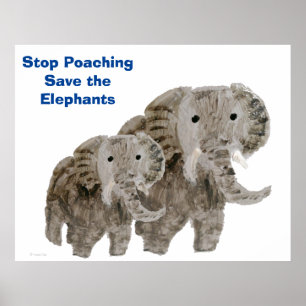 Wild Animal Elephant Art Conservation Message Poster
