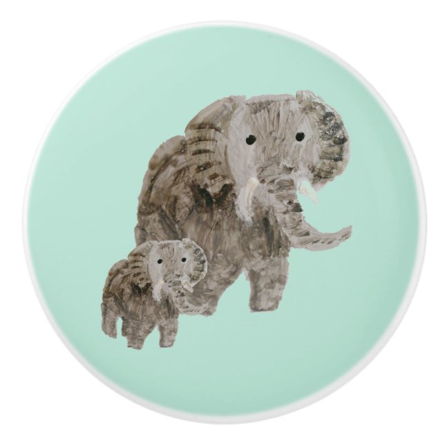 Wild Animal Elephants Nursery Ceramic Knob (Front)
