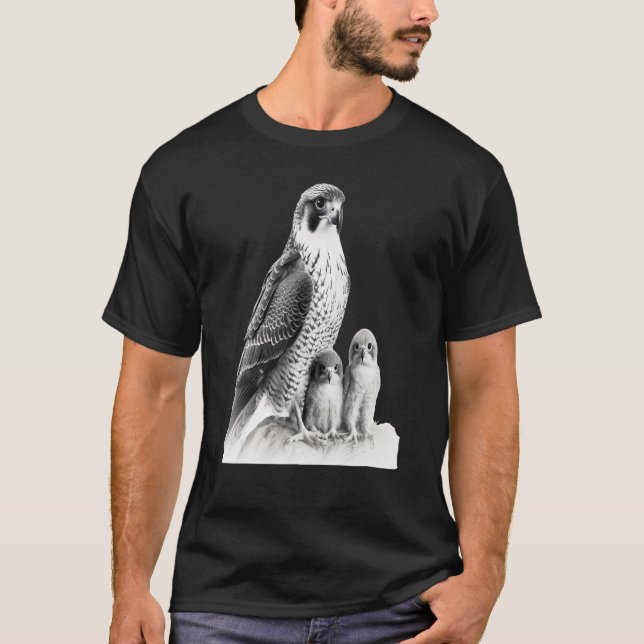 Wild animal family photo art nature falcon T-Shirt (Front)