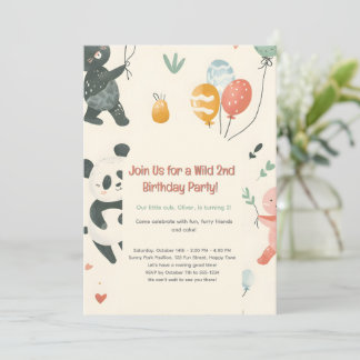 Wild Animal Friends Birthday Invitation