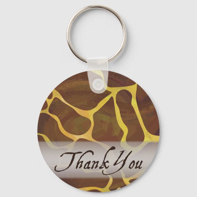 Wild Animal Giraffe Thank You Key Ring (Front)