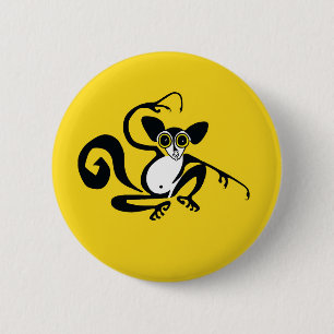Wild animal - Hand drawn - AYE-AYE-Primate - 6 Cm Round Badge