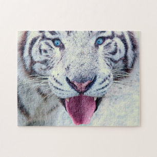 Wild Animal Jigsaw Puzzles, Close Up White Tiger Jigsaw Puzzle