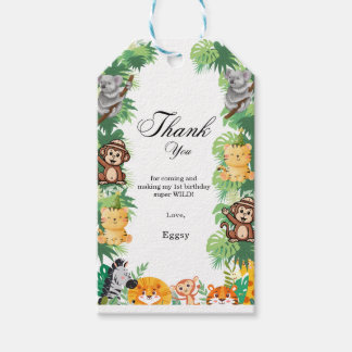 Wild animal jungle safari boy birthday gift tags