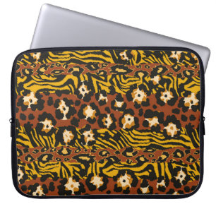 Wild animal leopard and tiger skins patchwork abst laptop sleeve