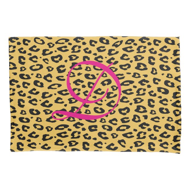 Wild animal leopard print monogram pillowcase (Front)