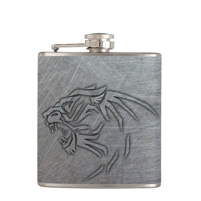 Wild Animal Metal Tribal Hip Flask (Front)