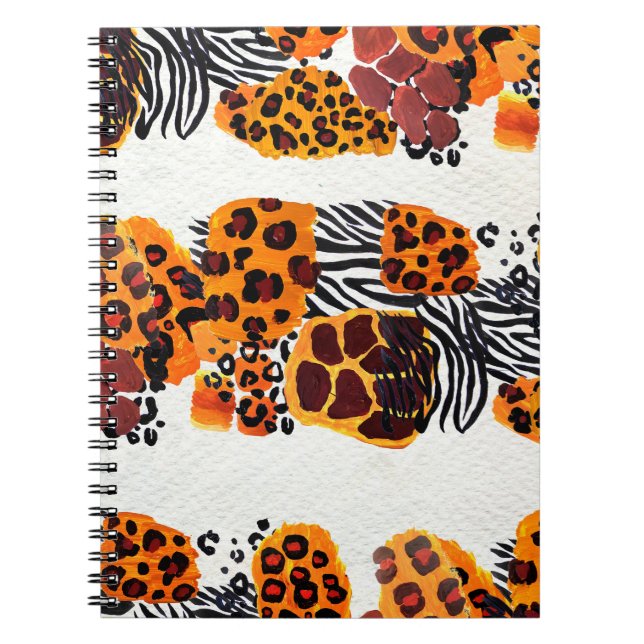 Wild animal mix seamless pattern. Jaguar, leopard, Notebook (Front)