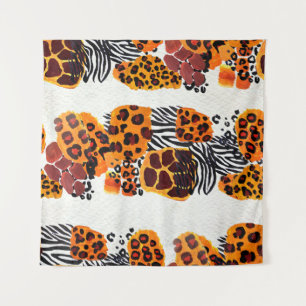 Wild animal mix seamless pattern. Jaguar, leopard, Tapestry