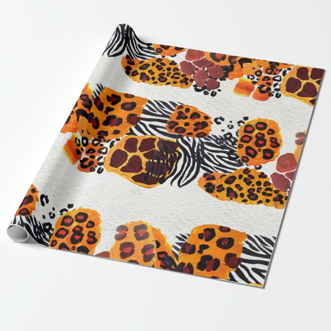 Wild animal mix seamless pattern. Jaguar, leopard, Wrapping Paper (Unrolled)