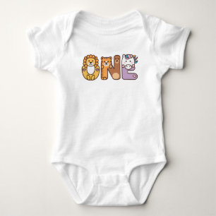 Wild Animal One 1st Birthday Baby T-Shirt Bodysuit