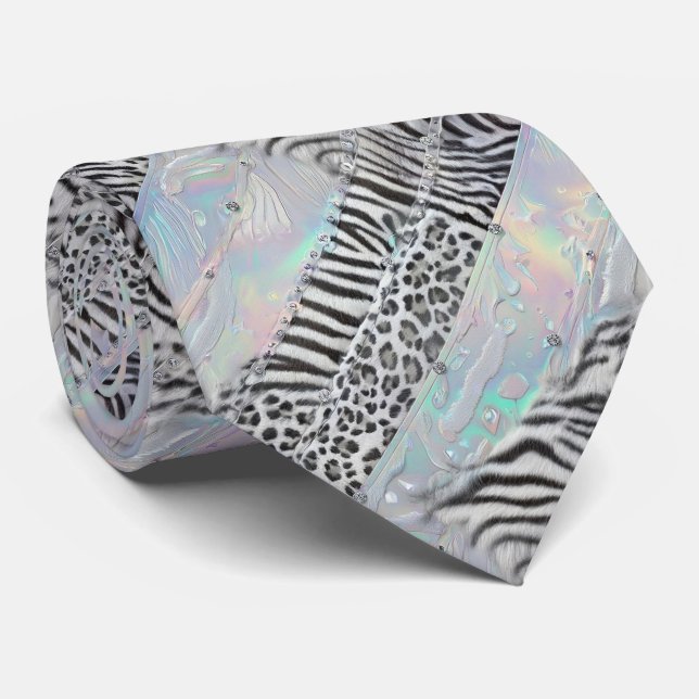 Wild Animal Print Opal Spotted Neck Tie (Rolled)
