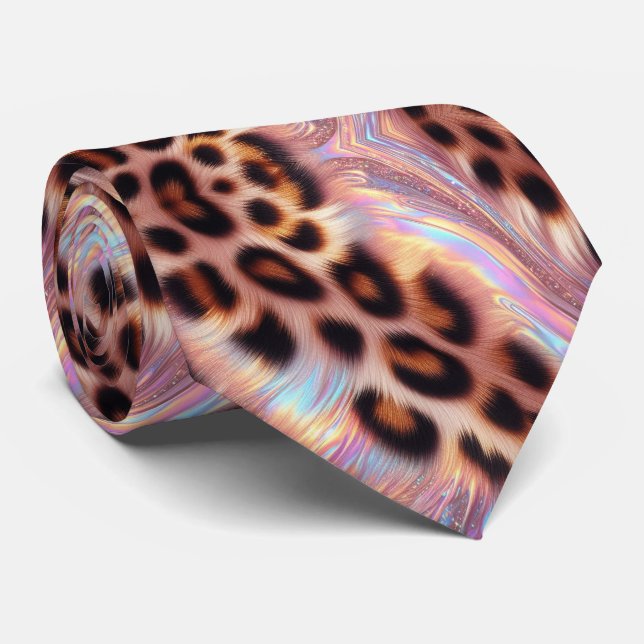 Wild Animal Print Pink Opal Spotted Neck Tie (Rolled)