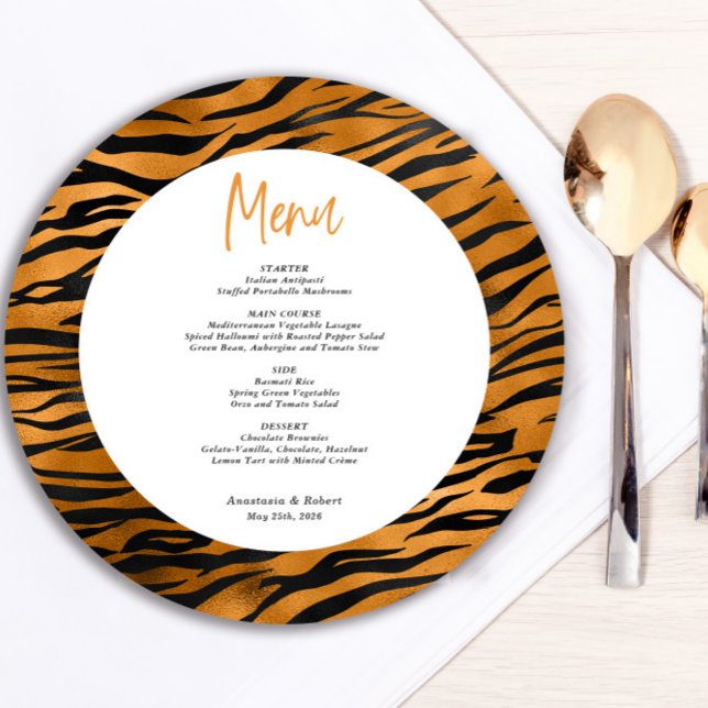 Wild Animal Print Round Menu Card (Creator Uploaded)