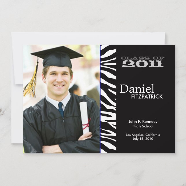 Wild Animal Print Zebra Graduation Announcement (Front)