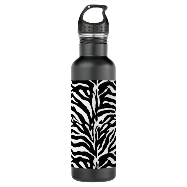 Wild Animal Print, Zebra in Black and White 710 Ml Water Bottle (Front)