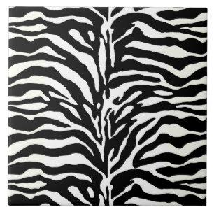 Wild Animal Print, Zebra in Black and White Ceramic Tile