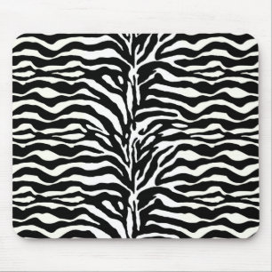 Wild Animal Print, Zebra in Black and White Mouse Pad