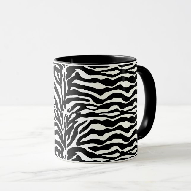 Wild Animal Print, Zebra in Black and White Mug (Front Right)