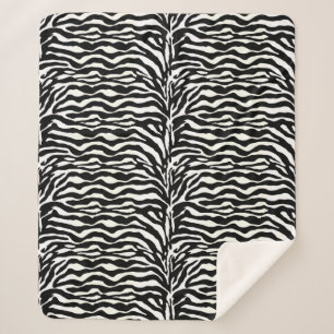 Wild Animal Print, Zebra in Black and White Sherpa Blanket