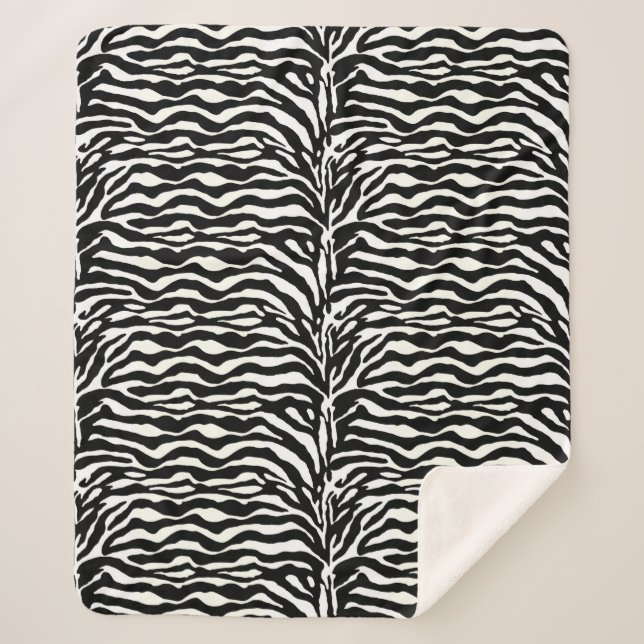 Wild Animal Print, Zebra in Black and White Sherpa Blanket (Front)