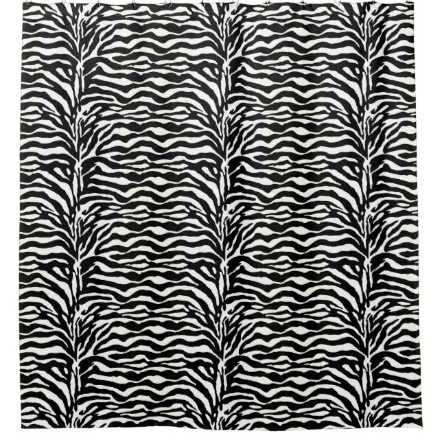 Wild Animal Print, Zebra in Black and White Shower Curtain (Front)