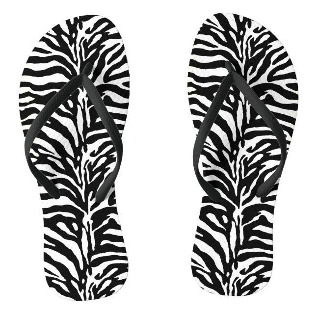 Wild Animal Print, Zebra in Black and White Thongs (Footbed)