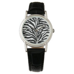 Wild Animal Print, Zebra in Black and White Watch