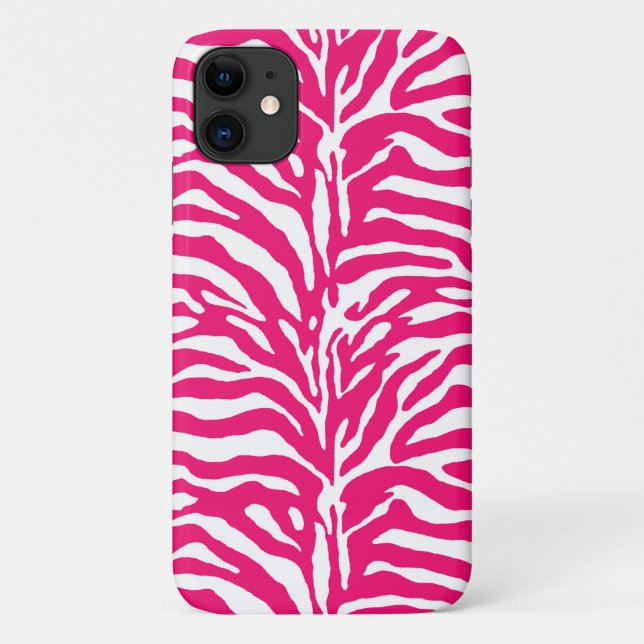 Wild Animal Print, Zebra in Fuchsia Pink and White Case-Mate iPhone Case (Back)