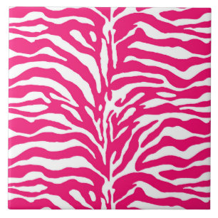Wild Animal Print, Zebra in Fuchsia Pink and White Ceramic Tile