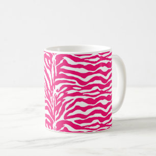 Wild Animal Print, Zebra in Fuchsia Pink and White Coffee Mug