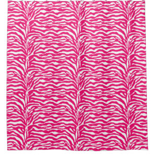 Wild Animal Print, Zebra in Fuchsia Pink and White Shower Curtain
