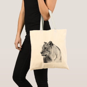 Wild Animal Savanna Grasslands Lioness Sketch Tote Bag