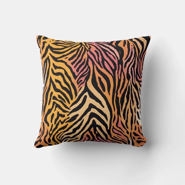 Wild Animal Striped Asymmetric Print Design 2 Cushion (Back)