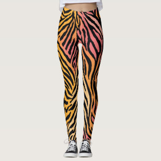Wild Animal Striped Asymmetric Print Design 2 Leggings