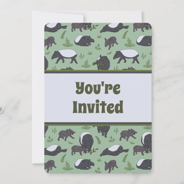 Wild Animal Tapirs Birthday Party Invitation (Front)