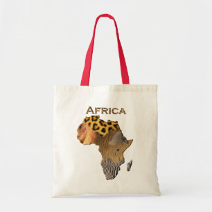 Wild Animal Textures Map of Africa Tote Bag