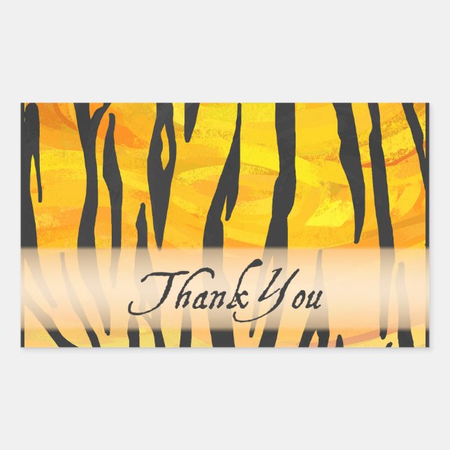 Wild Animal Tiger Stripe Thank You Rectangular Sticker (Front)