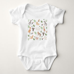 wild Animal With Jungle Tree pattern Baby Bodysuit