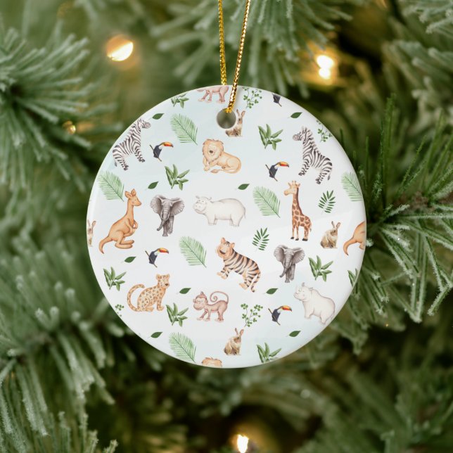 wild Animal With Jungle Tree pattern Ceramic  Ornament (Tree)