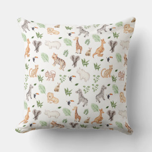 wild Animal With Jungle Tree pattern Cushion