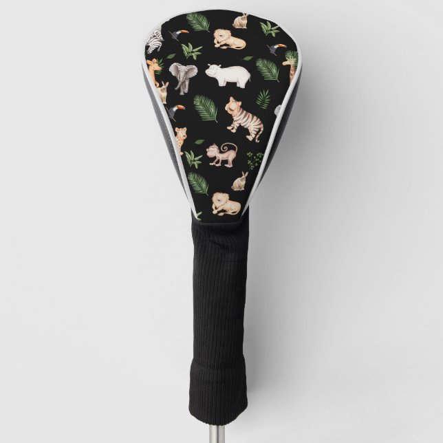 wild Animal With Jungle Tree pattern Golf Head Cover (Front)