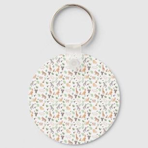 wild Animal With Jungle Tree pattern Key Ring