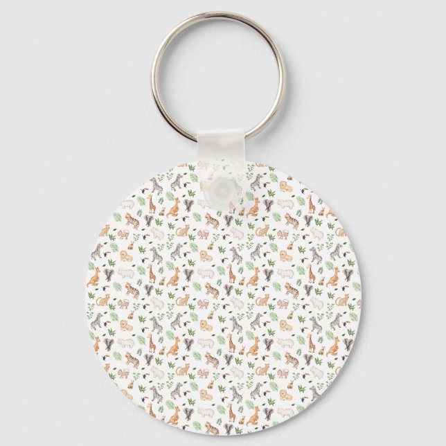 wild Animal With Jungle Tree pattern Key Ring (Front)