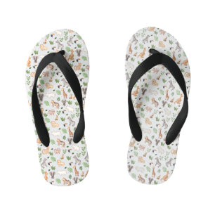 wild Animal With Jungle Tree pattern Kid's Thongs