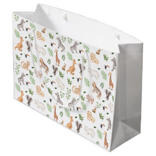 wild Animal With Jungle Tree pattern Large Gift Bag